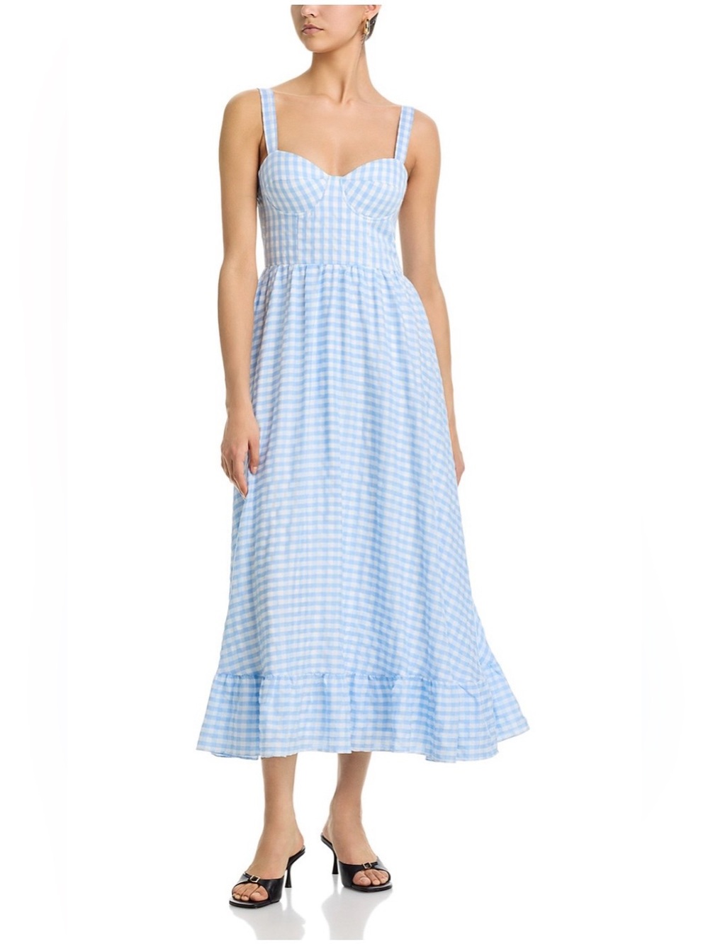 AQUA gingham bustier midi dress. Size XXS. Fits a size 2